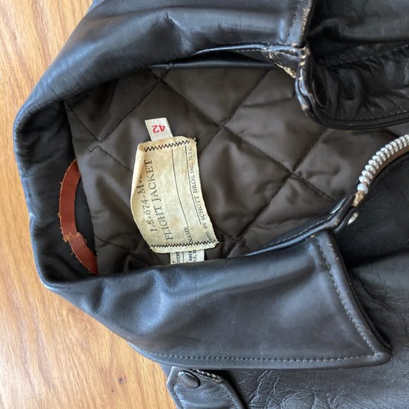 Schott Leather Flight Jacket (size 42) - Picture 3 of 5